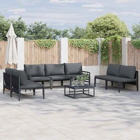 vidaXL Σετ Καναπέ Κήπου με μαξιλάρι 8 pcs Μαύρο Ατσάλι