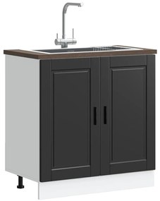 vidaXL Ντουλάπι βάσης νεροχύτη Porto Μαύρο 80x46x81,5 cm