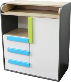 Alex 84x37x94εκ (αλλαξιέρα μωρού) Γραφίτης-Σονόμα-Λευκό TO-ALEX1D3S