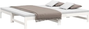 vidaXL Καναπές Κρεβάτι Συρόμενος Λευκός 2x(100x200) εκ. Μασίφ Πεύκο