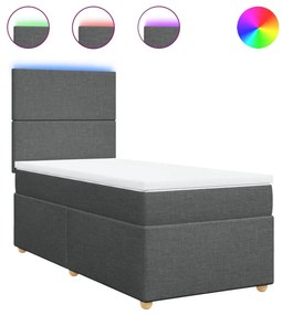 vidaXL Κρεβάτι Boxspring με Στρώμα Σκούρο Γκρι 100x200 εκ. Υφασμάτινο