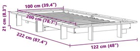 Σκελετός Κρεβ. Χωρίς Στρώμα Καφέ Κεριού 100x200 εκ Μασίφ Πεύκο - Καφέ