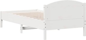 vidaXL Σκελετός Κρεβατιού Χωρίς Στρώμα Λευκό 100x200 εκ. Μασίφ Πεύκο