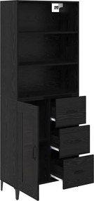 vidaXL Highboard Μαύρη Οξυά 69,5 x 34 x 180 εκ. Επεξεργασμένο Ξύλο