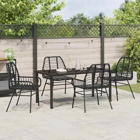 vidaXL Σέτ φαγητού για κήπο 5 pcs Μαύρο συνθετικό ρατάν
