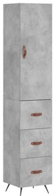 vidaXL Ντουλάπι Γκρι Σκυροδέματος 34,5x34x180 εκ. Επεξεργασμένο Ξύλο
