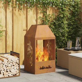 vidaXL Φωτιά 50x50x100 εκ. από Ανοξείδωτο Χάλυβα