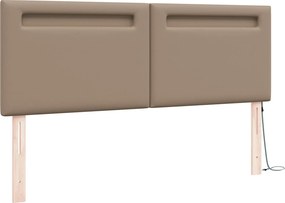vidaXL LED κεφαλάρι Καπουτσίνο 160 cm Τεχνητό Δέρμα
