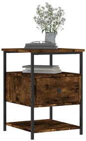 vidaXL Κομοδίνα 2 τεμ. Καπνιστή Δρυς 40 x 42 x 56 εκ. Επεξεργ. Ξύλο