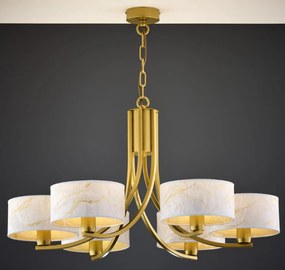 Κρεμαστό Πολύφωτο Arthur Φ78cm Χρυσό με Λευκό Ύφασμα