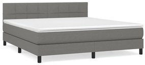 Κρεβάτι Boxspring με Στρώμα Σκούρο Γκρι 180x200 εκ Υφασμάτιν - Γκρι