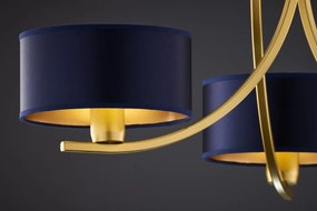 Κρεμαστό Πολύφωτο Arthur Φ65cm Χρυσό με Μπλε Ύφασμα