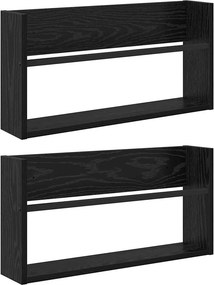 vidaXL Ράφι Περιοδικών με ράφι 2 pcs Μαύρη Οξυά 60 x 12 x 30 εκ