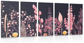 Παραλλαγές εικόνας 5 μερών γρασίδι σε ροζ - 100x50