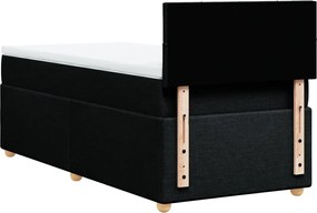 vidaXL Κρεβάτι Boxspring με Στρώμα Μαύρο Single Υφασμάτινα