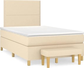 vidaXL Κρεβάτι Boxspring με Στρώμα Κρεμ 120x190 εκ. Υφασμάτινο
