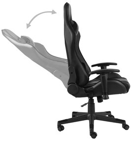 Καρέκλα Gaming Περιστρεφόμενη Μαύρη από PVC - Μαύρο