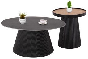 ΣΕΤ 2ΤΜΧ ΤΡΑΠΕΖΙΑ ΣΑΛΟΝΙΟΥ DUNCAN HM21081 MDF ΚΑΙ ΚΕΡΑΜΙΚΟ TOP Φ80εκ & Φ45εκ