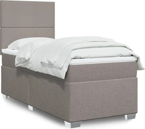 vidaXL Κρεβάτι Boxspring με Στρώμα Taupe 90x200 εκ. Υφασμάτινο
