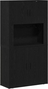 vidaXL Highboard Μαύρη Οξυά 80 x 33 x 150 εκ Επεξεργασμένο ξύλο