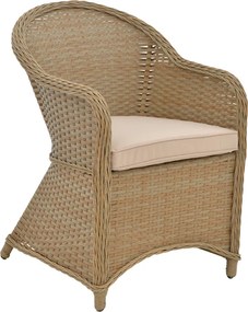 Πολυθρόνα κήπου Hadrian pakoworld rattan καφέ- textilene μπεζ 57x70x85εκ