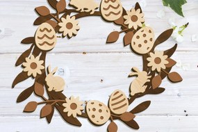 Σετ των 2 Intra απο ξύλο plywood Χρώμα wenge 3mm-4mm πάχος - Πασχαλινό Στεφάνι Διακοσμητικό Πολυστρωματικό Θερμ Δίασταση 16x17 cm INTRAFABR-57630763