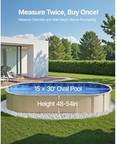 VEVOR Oval Pool Liner 15x30ft Overlap Style Pool Liner 54in Wall Height