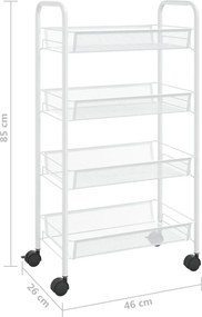 vidaXL Τρόλεϊ Κουζίνας 4 Επιπέδων Λευκό 46 x 26 x 85 εκ. Σιδερένιο
