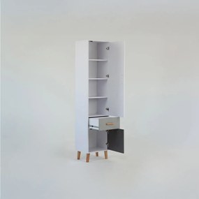 Ραφιέρα Timmy 2D1S Λευκό-Γραφίτη-Γκρι 46.8x36x199cm