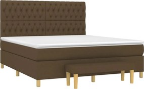 vidaXL Κρεβάτι Boxspring με Στρώμα Σκούρο Καφέ 180x200 εκ Υφασμάτινο