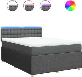 vidaXL Κρεβάτι Boxspring με Στρώμα Σκούρο Γκρι 160x200 εκ Υφασμάτινο