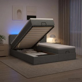 VidaXL Κρεβάτι Ottoman με Στρώμα και LED Σκούρο Γκρι 200 x 200 cm