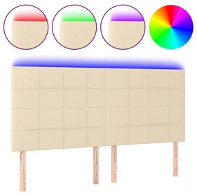 Κεφαλάρι Κρεβατιού LED Κρεμ 160x5x118/128 εκ. Υφασμάτινο 3122435