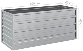 Ζαρντινιέρα Υπερυψωμένη Ασημί 100x40x45 εκ. Γαλβανισμ. Χάλυβας - Ασήμι