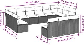 vidaXL Σετ Καναπέ Κήπου 13τεμ Μπεζ Συνθ. Ρατάν με Μαξιλάρια