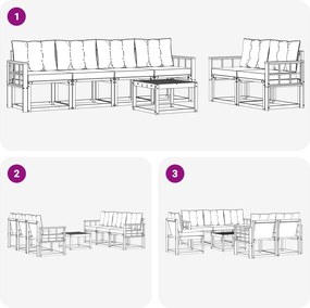 vidaXL Σειρά Καναπέ Εξωτερικού με μαξιλάρι 7 pcs Λευκό και Μπεζ