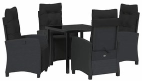vidaXL Σέτ φαγητού για κήπο 5 pcs Μαύρο συνθετικό ρατάν