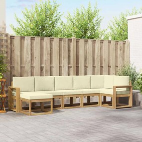 vidaXL Σειρά Καναπέ Εξωτερικού 7 pcs Λευκό και Κρεμ Πολυεστέρας