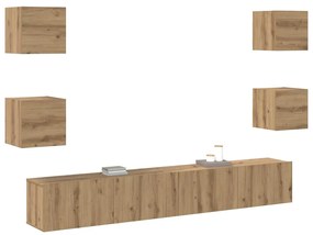 vidaXL Ντουλάπι TV 6 pcs Καφέ 200 x 30 x 30 cm Επεξεργασμένο ξύλο
