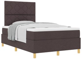 vidaXL Κρεβάτι Σπλήνας με Στρώμα Σκούρο Καφέ 120x200 εκ. Ύφασμα