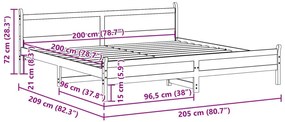 Σκελετός Κρεβ. Χωρίς Στρώμα Καφέ Κεριού 200x200 εκ Μασίφ Πεύκο - Καφέ