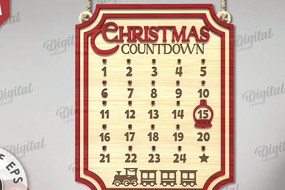 Σετ των 2 Intra απο ξύλο plywood 3mm-4mm πάχος Χριστουγεννιάτικη αντίστροφη μέτρηση σχέδιο κοπής με λέιζερ Δίασταση 15x15 cm INTRAFABR-109484079