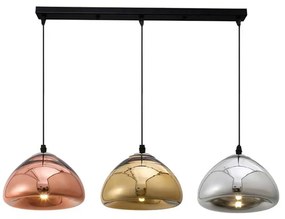 Three-light ceiling lamp Ovalone I silver-gold-bronze metal-glass D58x16.5cm 58x58x16.5 εκ.