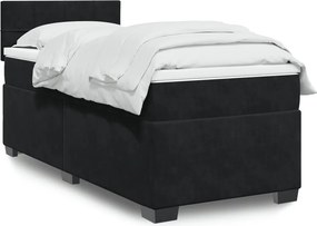 vidaXL Κρεβάτι Boxspring με Στρώμα Μαύρο 90x200 εκ. Βελούδινο