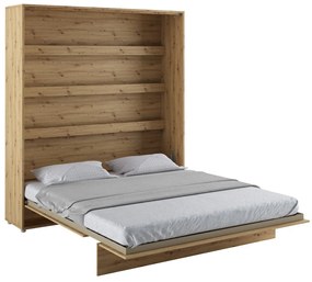 Κρεβάτι - ντουλάπα Concept Pro Lenart AH103, Διπλό, Ανοιχτό καφέ, 180x200, Πλαστικοποιημένη μοριοσανίδα, Τάβλες για Κρεβάτι, 191x228x217cm