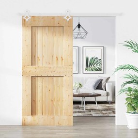 vidaXL Συρόμενη Πόρτα Φυσικό και Λευκό 95 x 210 cm