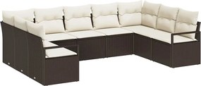 vidaXL Σετ Καναπέ Κήπου 9 pcs Καφέ και Λευκό συνθετικό ρατάν