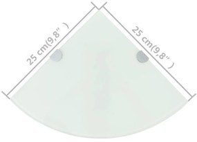 vidaXL Ράφια Γωνία 2 τεμ Λευκά 25x25 εκ Γυάλινα + Στηρίγματα Χρωμίου