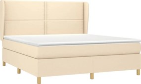 vidaXL Κρεβάτι Boxspring με Στρώμα Κρεμ 180x200 εκ. Υφασμάτινο