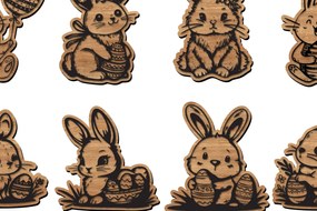 Intra απο ξύλο plywood 3mm-4mm πάχος Bunny Easter 3d Πάσχα Δίασταση 8x8 cm INTRAFABR-112857768